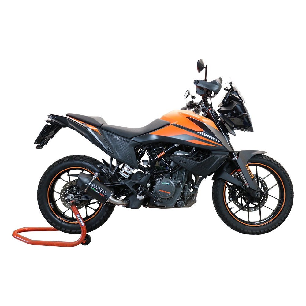 Escape compatível com Ktm Adventure 250 2020-2024, Furore Nero, Sistema racing Silencioso com tubo de ligação,com db killer removível 