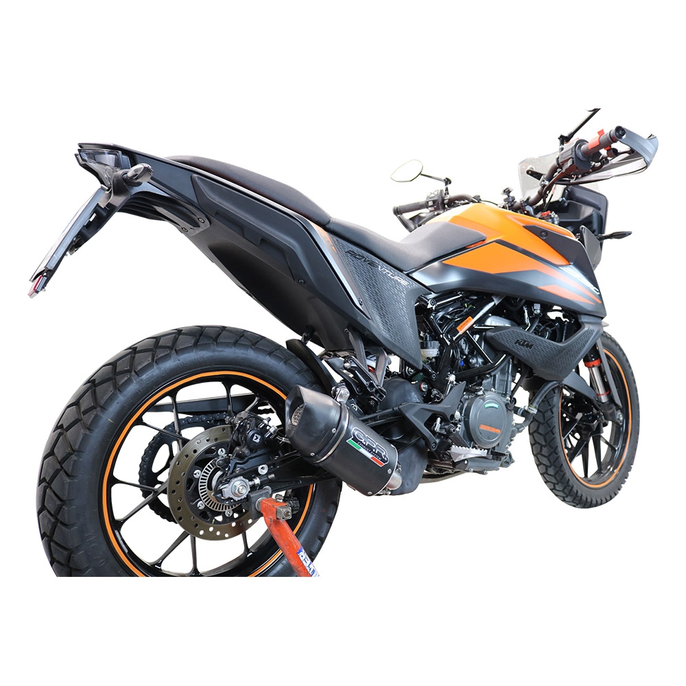 Escape compatível com Ktm Adventure 250 2020-2024, Furore Nero, Sistema racing Silencioso com tubo de ligação,com db killer removível 
