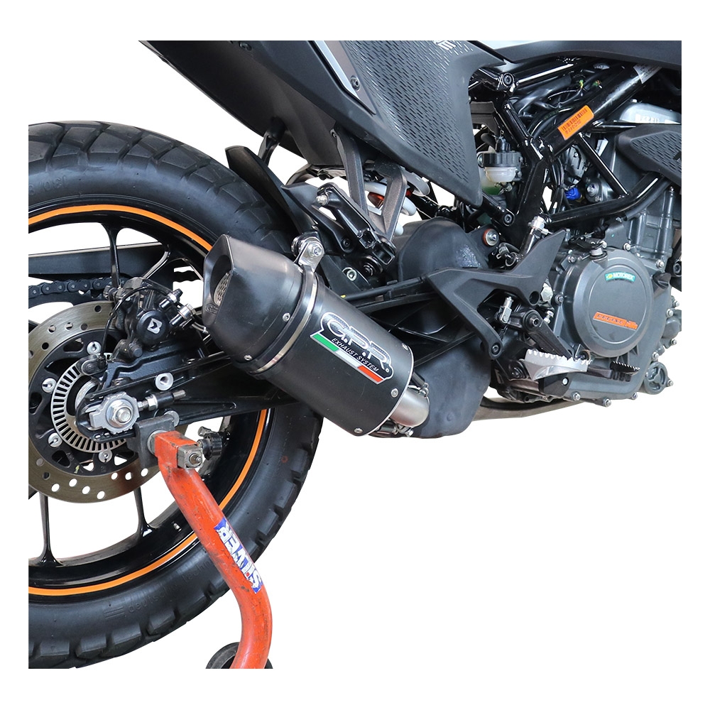 Escape compatível com Ktm Adventure 250 2020-2024, Furore Nero, Sistema racing Silencioso com tubo de ligação,com db killer removível 