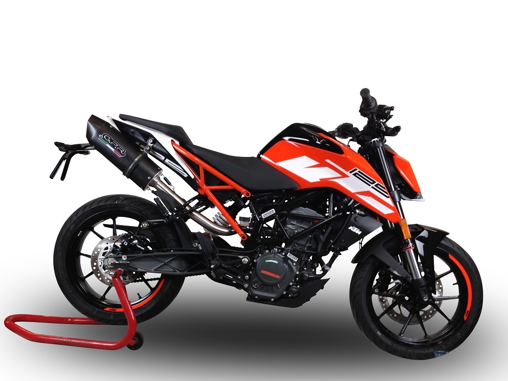 GPR escape compatível com  Ktm Duke 125 2017-2020, Furore Evo4 Nero, Escape legal, homologado, silenciador com catalisador, db killer removível e tubo de ligação específico 