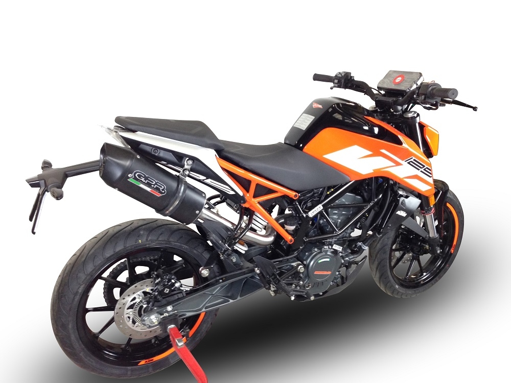 GPR escape compatível com  Ktm Duke 125 2017-2020, Furore Evo4 Nero, Escape legal, homologado, silenciador com catalisador, db killer removível e tubo de ligação específico 