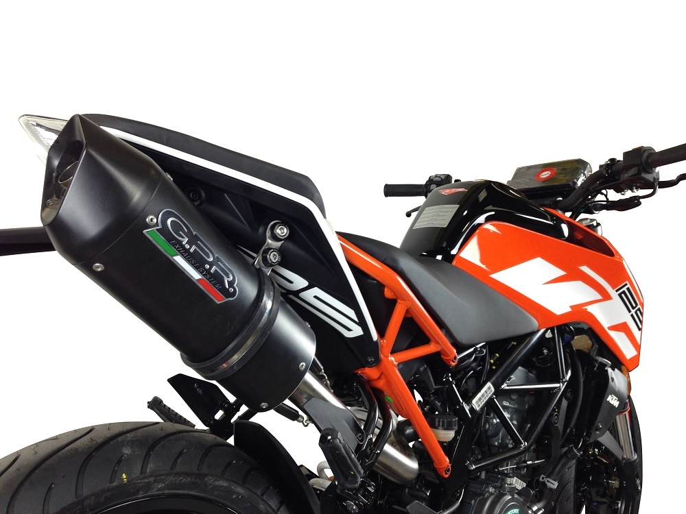GPR escape compatível com  Ktm Duke 125 2017-2020, Furore Evo4 Nero, Escape legal, homologado, silenciador com catalisador, db killer removível e tubo de ligação específico 