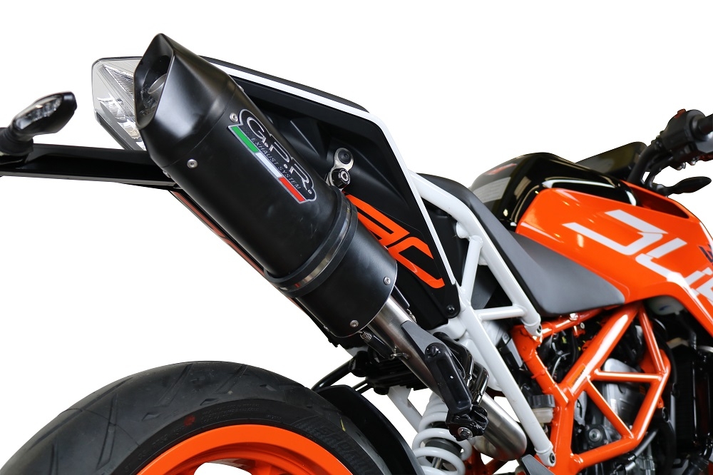 Escape compatível com Ktm Duke 250 2017-2020, Furore Nero, Sistema racing Silencioso com tubo de ligação 