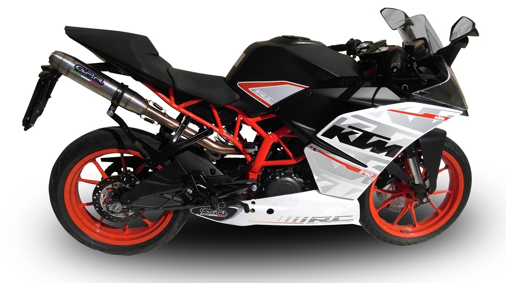 Escape compatível com Ktm Rc 390 2015-2016, Deeptone Inox, Sistema racing Silencioso com tubo de ligação 