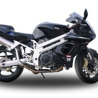 Escape compatível com Aprilia Sl -Falco 1000 2000-2004, Trioval, Par de silenciosos de escape homologadas, com db killer removível e tubos de ligação específicos 