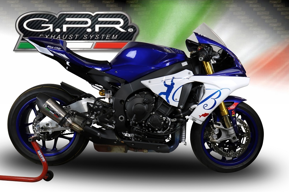 GPR escape compatível com  Yamaha Yzf R1-R1-M 2015-2016, New Grand Prix Evo Titanium, Escape legal, homologado, silenciador com db killer removível e tubo de ligação específico 