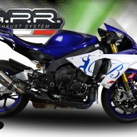 GPR escape compatível com  Yamaha Yzf R1-R1-M 2015-2016, New Grand Prix Evo Titanium, Escape legal, homologado, silenciador com db killer removível e tubo de ligação específico 