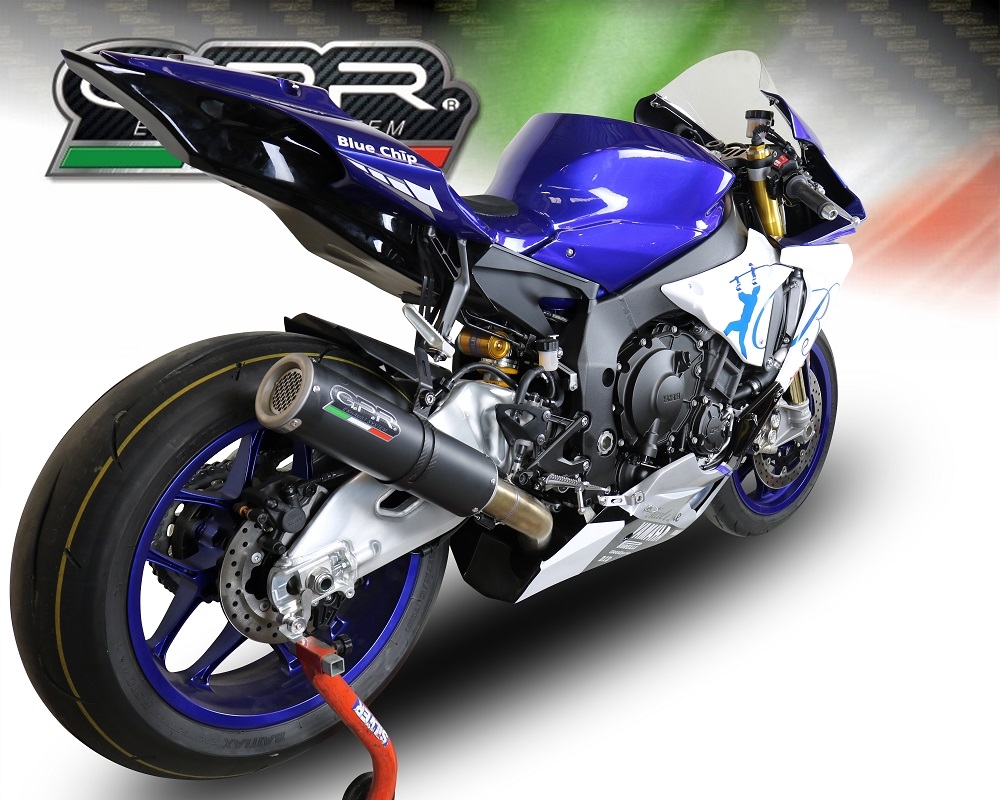 Escape compatível com Yamaha Yzf R1-R1-M 2017-2019, M3 Black Titanium, Sistema racing semi-completo, escape com tubos de ligação, artigo sem homologação 