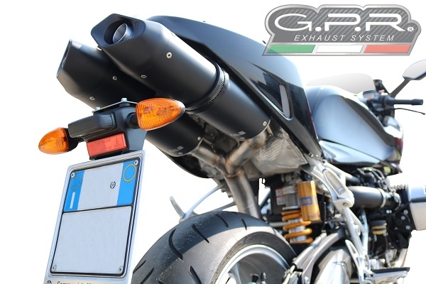 Escape compatível com Bmw R 1200 S 2006-2008, Furore Nero, Par de silenciosos de escape homologadas, com db killer removível e tubos de ligação específicos 