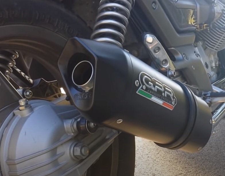 Escape compatível com Moto Guzzi Breva 750 2003-2009, Furore Nero, Par de silenciosos de escape homologadas, com db killer removível e tubos de ligação específicos 
