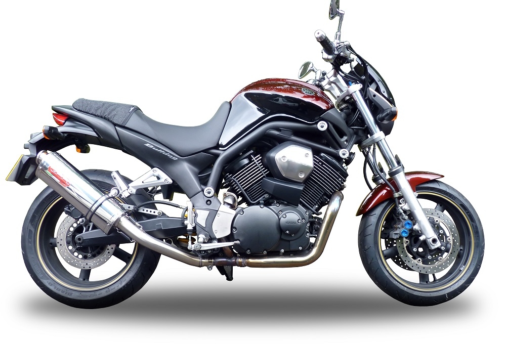 Escape compatível com Yamaha Bt Bulldog 1100 2002-2007, Trioval, Par de silenciosos de escape homologadas, com db killer removível e tubos de ligação específicos 