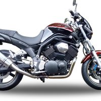 Escape compatível com Yamaha Bt Bulldog 1100 2002-2007, Trioval, Par de silenciosos de escape homologadas, com db killer removível e tubos de ligação específicos 