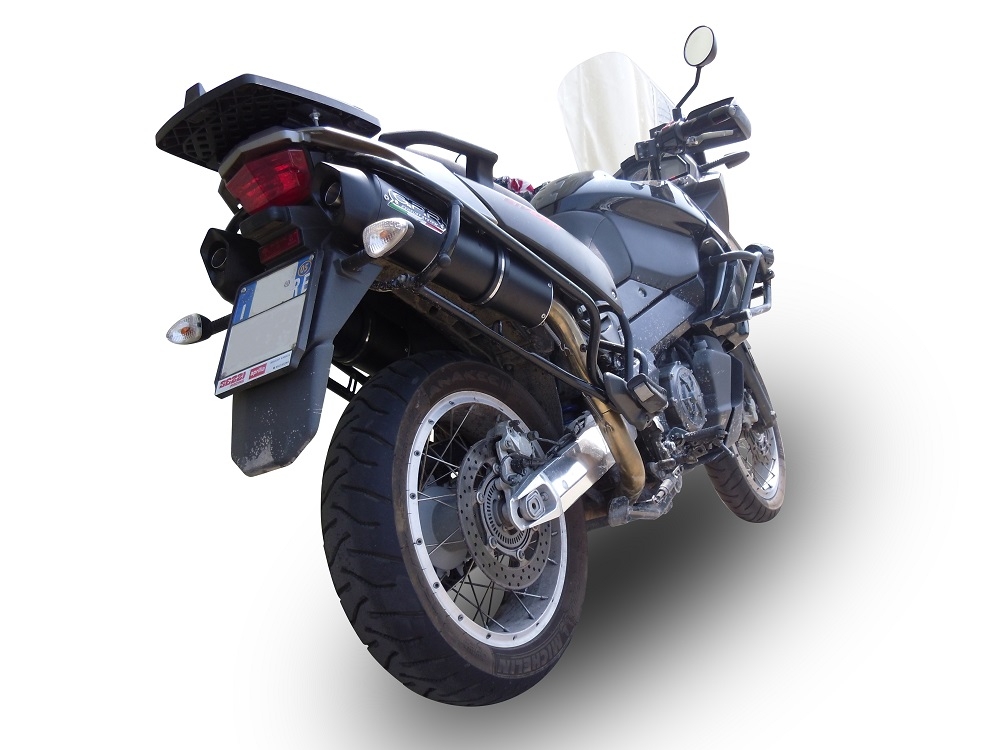 Escape compatível com Aprilia Etv Caponord 1000 Rally 2001-2007, Furore Nero, Par de silenciosos de escape homologadas, com db killer removível e tubos de ligação específicos 