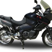 Escape compatível com Aprilia Etv Caponord 1000 Rally 2001-2007, Trioval, Par de silenciosos de escape homologadas, com db killer removível e tubos de ligação específicos 