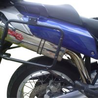 Escape compatível com Aprilia Etv Caponord 1000 Rally 2001-2007, Trioval, Par de silenciosos de escape homologadas, com db killer removível e tubos de ligação específicos 