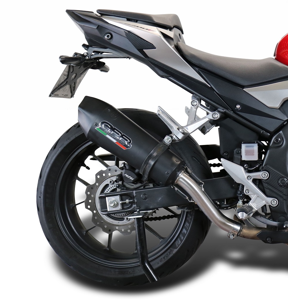 GPR escape compatível com  Honda Cb 500 X 2019-2025, New Grand Prix Evo Black Titanium, Escape legal, homologado, silenciador com db killer removível e tubo de ligação específico 