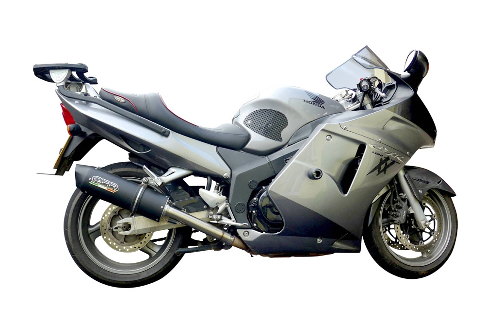Escape compatível com Honda Cbr1100XX Superblackbird - X Eleven 1997-2006, Furore Nero, Par de silenciosos de escape homologadas, com db killer removível e tubos de ligação específicos 