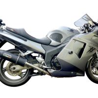 Escape compatível com Honda Cbr1100XX Superblackbird - X Eleven 1997-2006, Furore Nero, Par de silenciosos de escape homologadas, com db killer removível e tubos de ligação específicos 