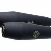 Escape compatível com Bmw K 1100 Rs 1989-1999, Deeptone Black Cafè Racer, Par de silenciadores de escape homologados, com db killers removíveis, entregues sem tubos de ligação 