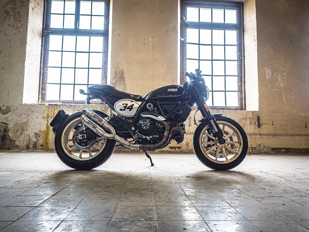 Escape compatível com Ducati Scrambler 800 2017-2020, Deeptone Inox, Escape duplo, não legal para os países membros da UE, incluindo db killers removíveis e tubos de ligação 