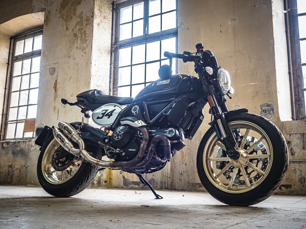 Escape compatível com Ducati Scrambler 800 2017-2020, Deeptone Inox, Escape duplo, não legal para os países membros da UE, incluindo db killers removíveis e tubos de ligação 
