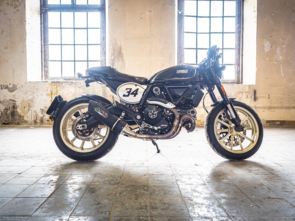 Escape compatível com Ducati Scrambler 800 2017-2020, Furore Nero, Escape homologado, legal para mercados NÃO europeus, incluindo tubo de ligação e db killer removível 