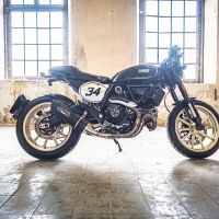 Escape compatível com Ducati Scrambler 800 2017-2020, Furore Nero, Escape homologado, legal para mercados NÃO europeus, incluindo tubo de ligação e db killer removível 