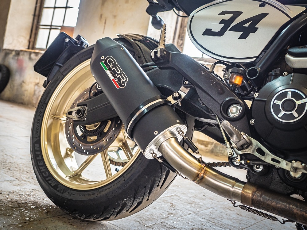 Escape compatível com Ducati Scrambler 800 2017-2020, Furore Nero, Escape homologado, legal para mercados NÃO europeus, incluindo tubo de ligação e db killer removível 