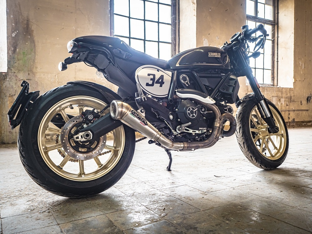 Escape compatível com Ducati Scrambler 800 2015-2016, Powercone Evo, Escape legal, homologado, silenciador com db killer removível e tubo de ligação específico 