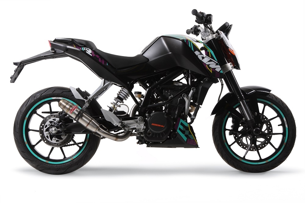 Escape compatível com Ktm Duke 200 2012-2020, Deeptone Inox, Sistema racing Silencioso com tubo de ligação 