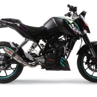 Escape compatível com Ktm Duke 200 2012-2020, Deeptone Inox, Sistema racing Silencioso com tubo de ligação 