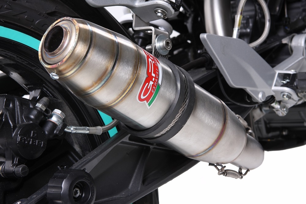 Escape compatível com Ktm Duke 200 2012-2020, Deeptone Inox, Sistema racing Silencioso com tubo de ligação 