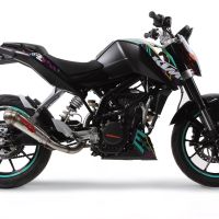 Escape compatível com Ktm Duke 125 2011-2016, Powercone Evo, Escape homologado, legal para mercados NÃO europeus, incluindo tubo de ligação e db killer removível 