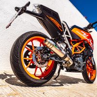 Escape compatível com Ktm Duke 250 2017-2020, Deeptone Inox, Escape legal, homologado, silenciador com db killer removível e tubo de ligação específico 