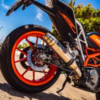 Escape compatível com Ktm Duke 250 2017-2020, Deeptone Inox, Escape legal, homologado, silenciador com db killer removível e tubo de ligação específico 