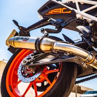 Escape compatível com Ktm Duke 250 2017-2020, Deeptone Inox, Escape legal, homologado, silenciador com db killer removível e tubo de ligação específico 