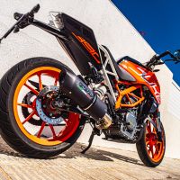 Escape compatível com Ktm Duke 125 2017-2020, Furore Evo4 Nero, Escape legal, homologado, silenciador com db killer removível e tubo de ligação específico 