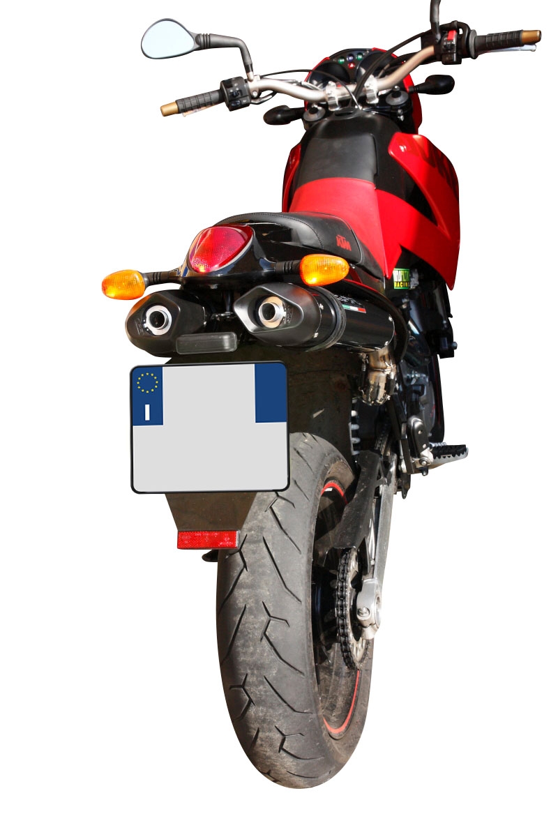 Escape compatível com Ktm Duke II 2000-2006, Furore Nero, Par de silenciosos de escape homologadas, com db killer removível e tubos de ligação específicos 