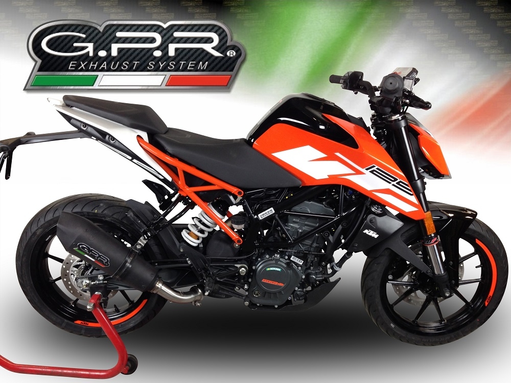 GPR escape compatível com  Ktm Duke 390 2017-2020, New Grand Prix Evo Black Titanium, Escape legal, homologado, silenciador com db killer removível e tubo de ligação específico 