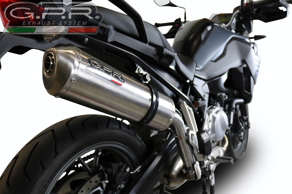 Escape compatível com Bmw F 750 Gs 2018-2020, Satinox, Escape legal, homologado, silenciador com db killer removível e tubo de ligação específico 