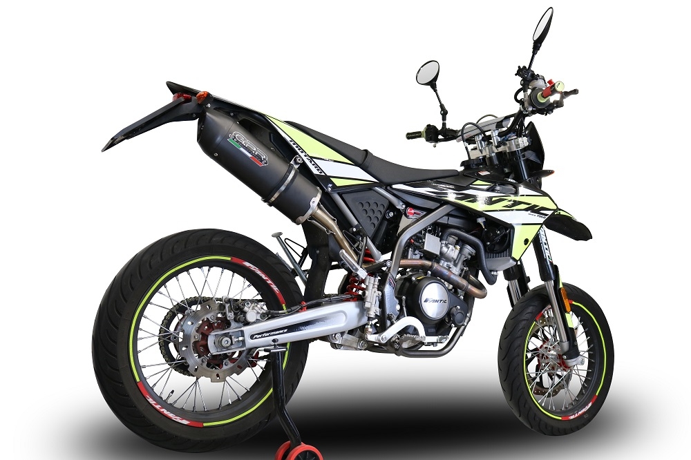 Escape compatível com Fantic Motor 125 M Performance 2019-2020, Furore Nero, Escape legal, homologado, silenciador com db killer removível e tubo de ligação específico 