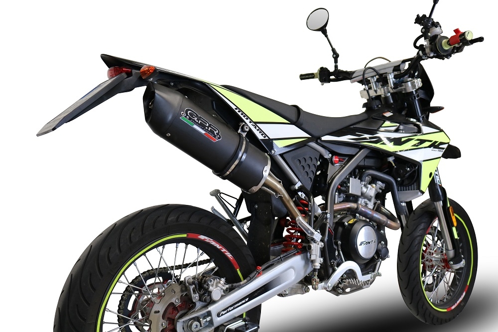 Escape compatível com Fantic Motor 125 M Performance 2019-2020, Furore Nero, Escape legal, homologado, silenciador com db killer removível e tubo de ligação específico 
