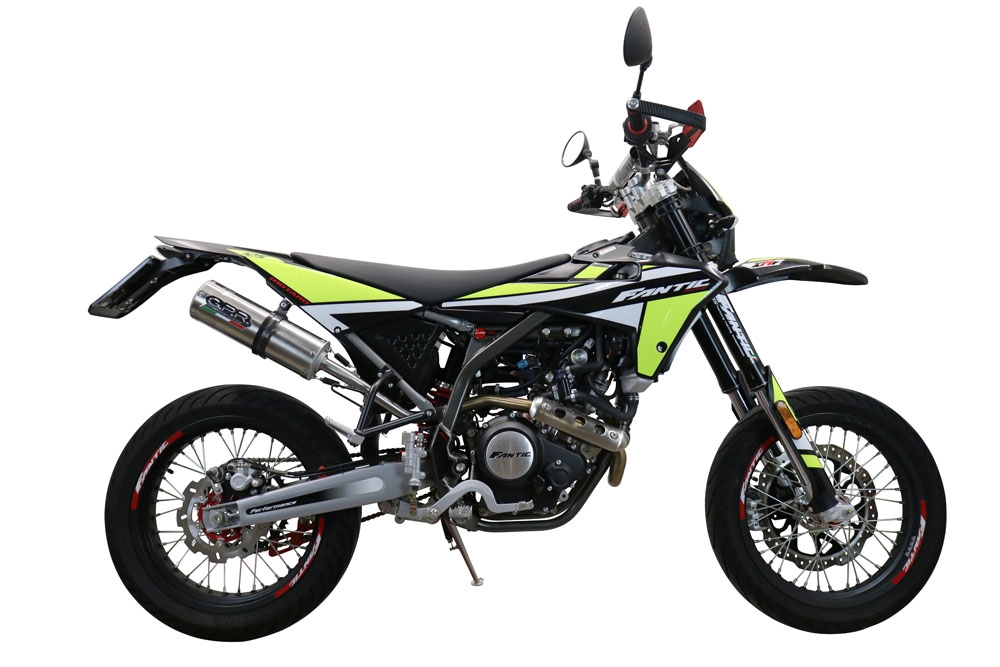 Escape compatível com Fantic Motor XEF 125 2021-2024, M3 Inox , Escape legal, homologado, silenciador com db killer removível e tubo de ligação específico 