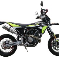 Escape compatível com Fantic Motor XEF 125 2021-2024, M3 Inox , Escape legal, homologado, silenciador com db killer removível e tubo de ligação específico 