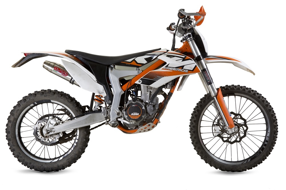 Escape compatível com Ktm Freeride 350 4T 2012-2017, Deeptone Inox, Par de silenciosos de escape homologadas, com db killer removível e tubos de ligação específicos 