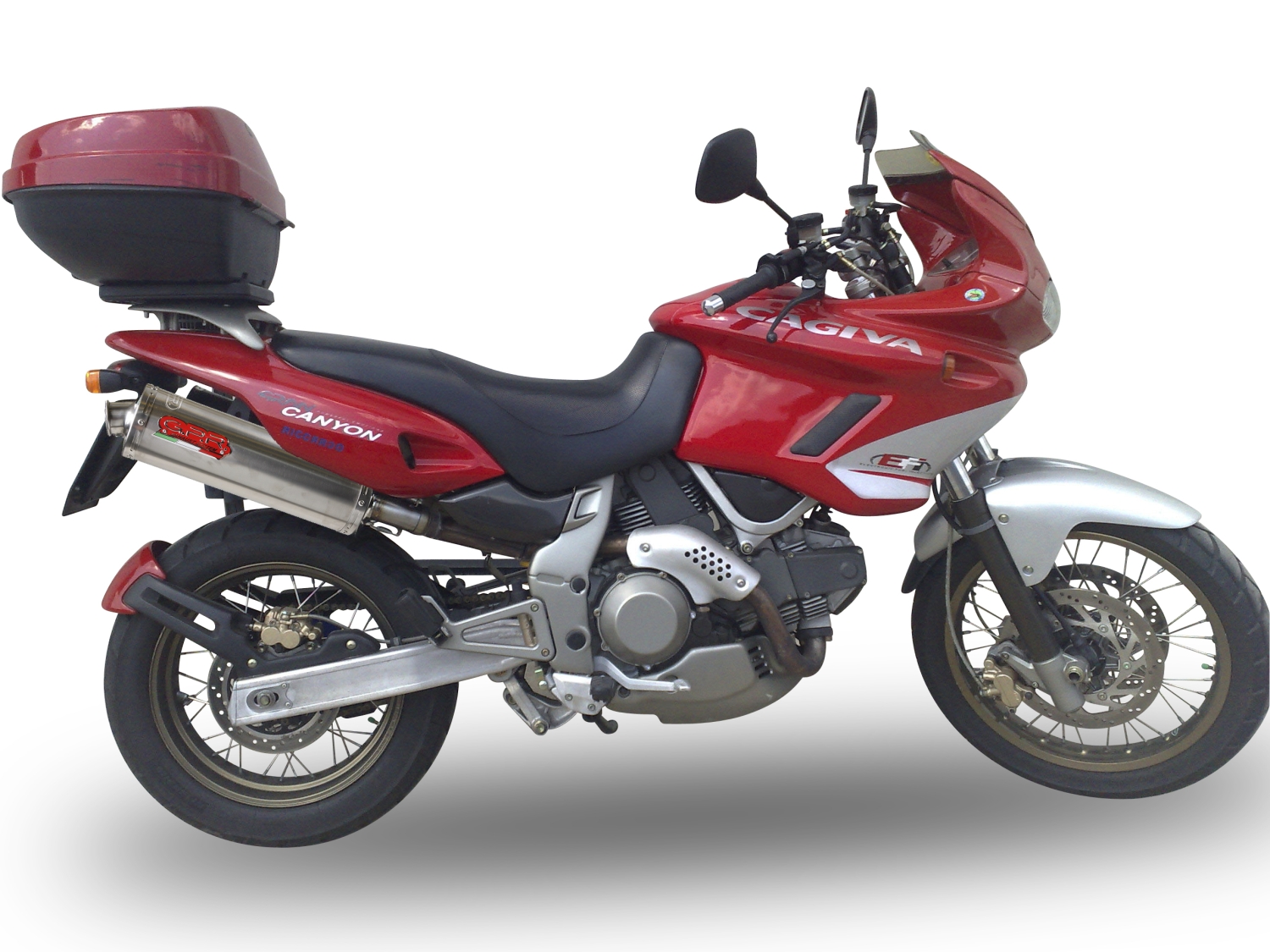 Escape compatível com Cagiva Gran Canyon 1998-2000, Trioval, Par de silenciosos de escape homologadas, com db killer removível e tubos de ligação específicos 