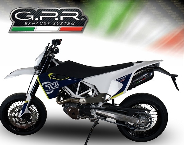 GPR escape compatível com Husqvarna Supermoto 701 2021-2024, New Grand Prix Evo Poppy, Escape legal, homologado, silenciador com catalisador, db killer removível e tubo de ligação específico 