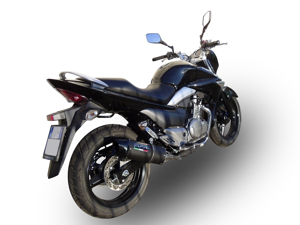 Escape compatível com Suzuki Gw 250 F Inazuma 2012-2017, Furore Nero, Par de silenciosos de escape homologadas, com db killer removível e tubos de ligação específicos 