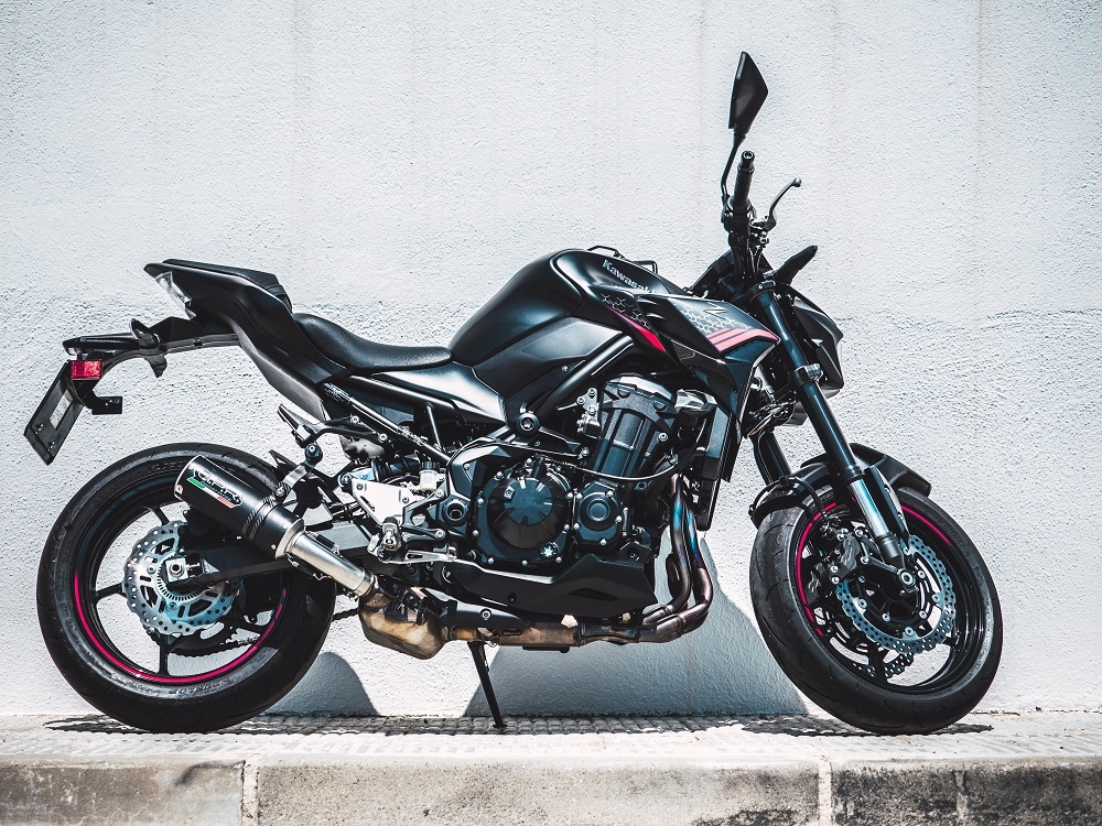 Escape compatível com Kawasaki Z 900 E 2017-2020, M3 Black Titanium, Escape legal, homologado, silenciador com db killer removível e tubo de ligação específico 