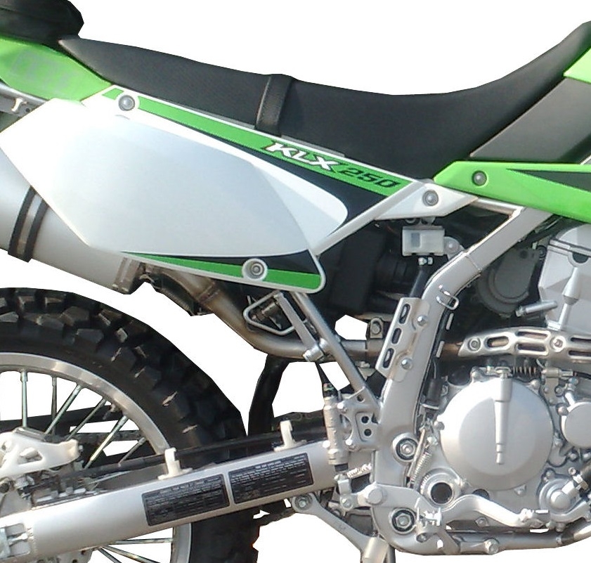 Escape compatível com Kawasaki KLX 250 SF 2009-2012, Satinox , Escape legal, homologado, silenciador com db killer removível e tubo de ligação específico 
